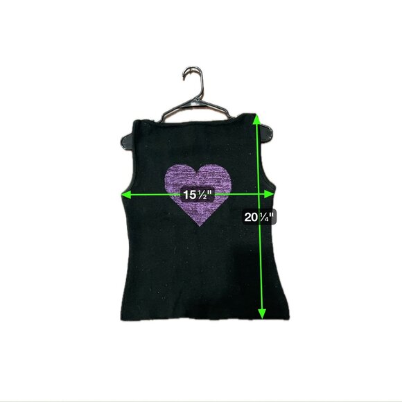 TSP Womens Black Sleeveless Knit Top Purple Glitter Heart Design Size Large Tren - Picture 7 of 9